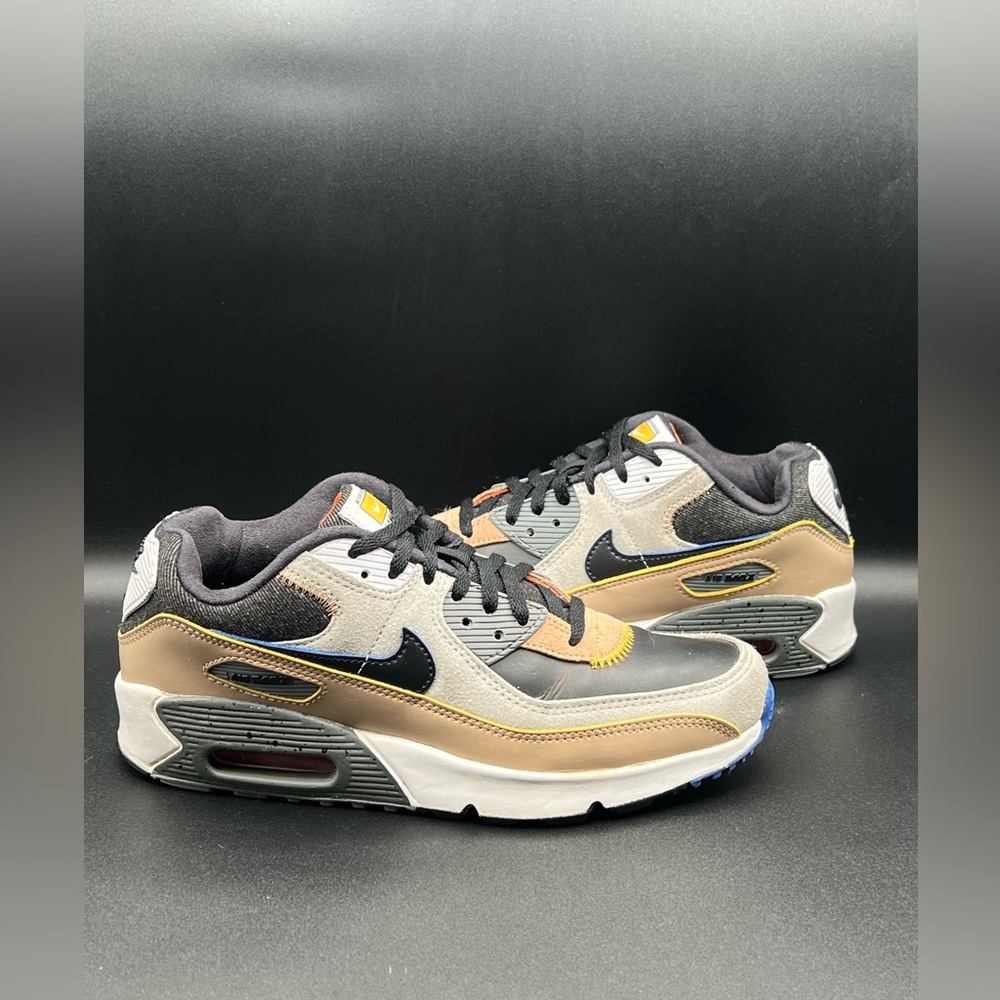 Nike Kids Sneakers Beige Black Gray Blue Accents